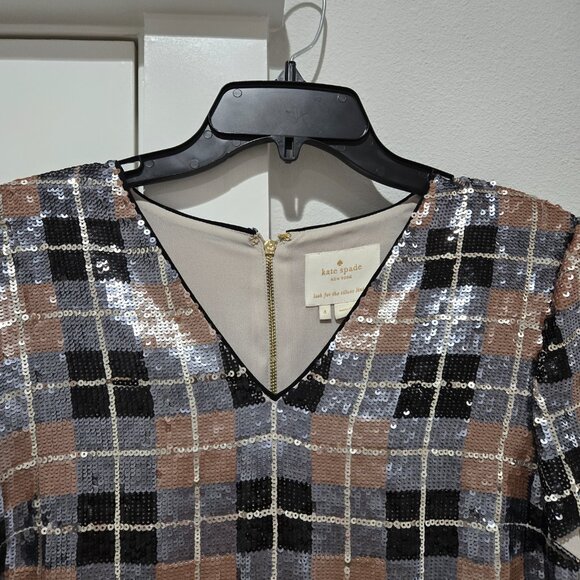 Kate Spade Sequin Plaid Mini Dress - Picture 2 of 4